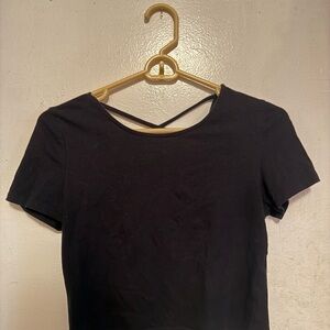 Charlotte Russe Black Short-Sleeve Cross-Back Tee